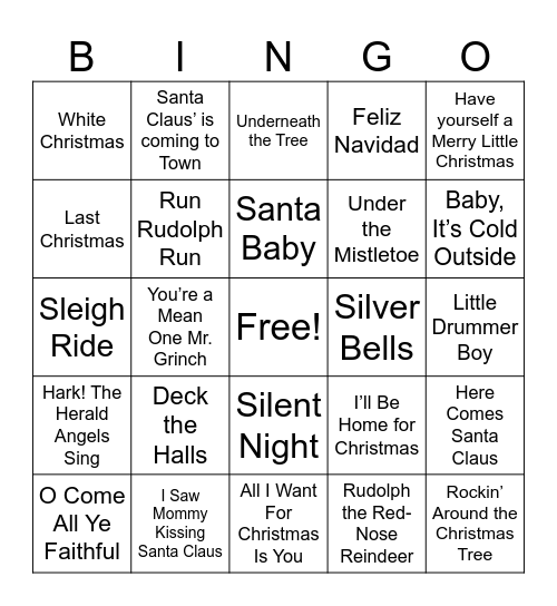 Holiday Bingo Card