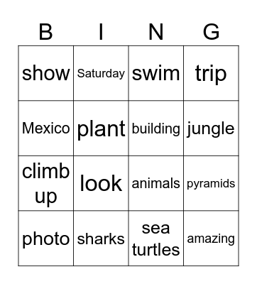 Listening bingo Card