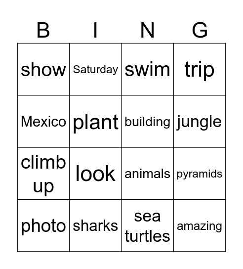 Listening bingo Card