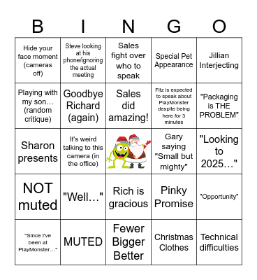 All Hands Meeting Bingo Card