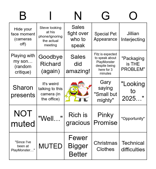 All Hands Meeting Bingo Card