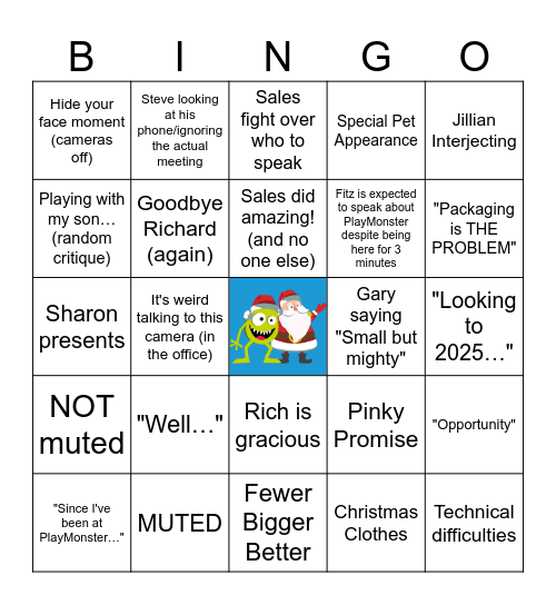 All Hands Meeting Bingo Card