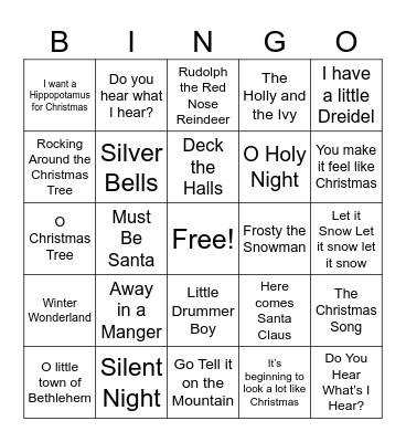 Christmas Music Bingo Card