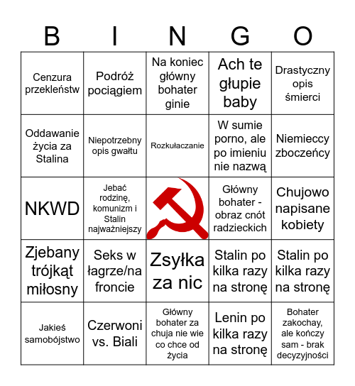 Literatura rosyjska XX wieku Bingo Card