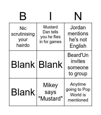 Manchester Clarets Bingo Card