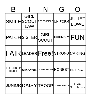 BROWNIE BINGO Card