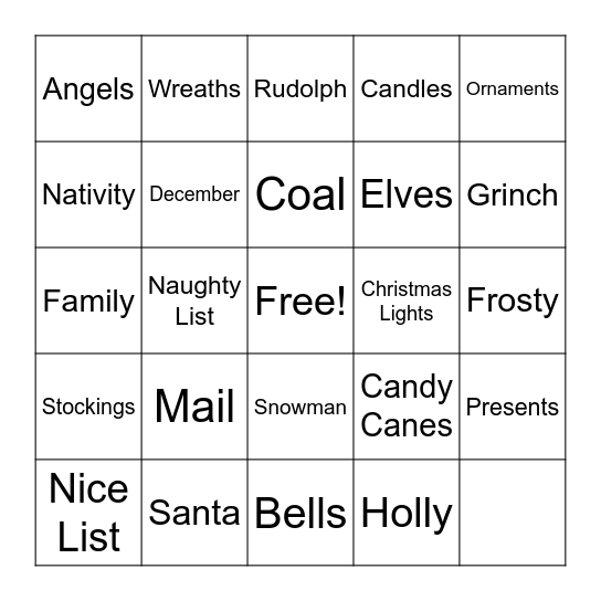 Christmas Bingo Card