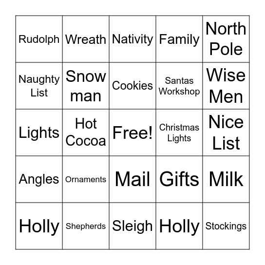 Christmas Bingo Card