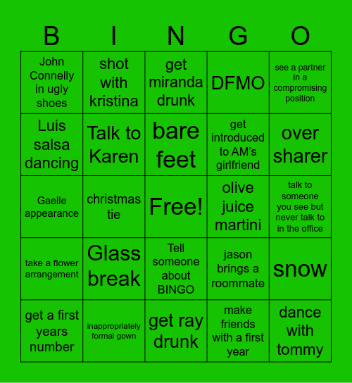 Sidley Holiday Party 2023 Bingo Card