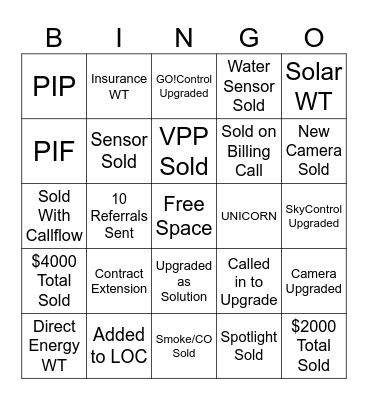 Vivint Bingo Card