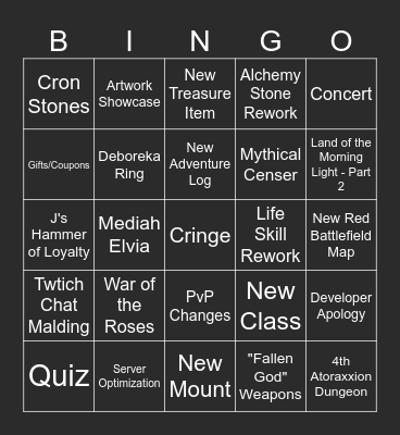 Calpheon Ball 2023 Bingo Card