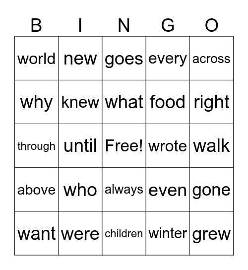 10:30 am Bingo Card
