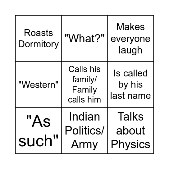 RAUNAK Bingo Card