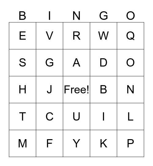 Sign Language Bingo Card