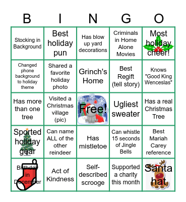 Virtual Holiday Party Bingo Card