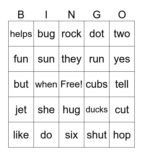 Second Grade Bingo Card
