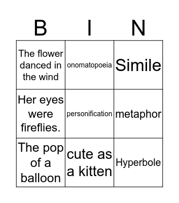 Poetry Bingo Card