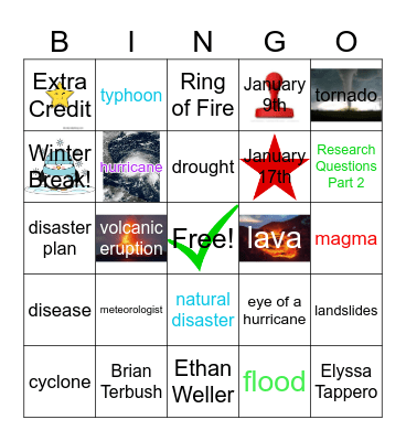 Natural Disaster Bingo 6A Bingo Card