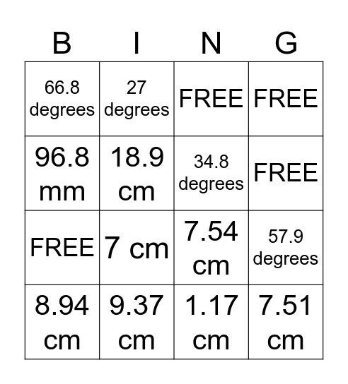 TRIGONOMETRY Bingo Card