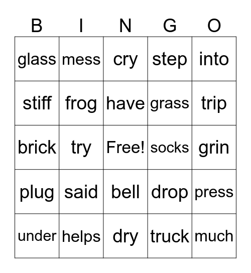First Grade Bingo Card