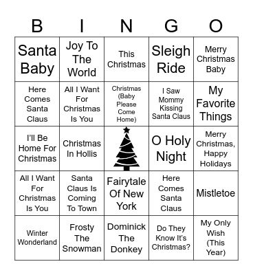 Christmas Carol Bingo Card