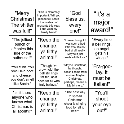 Christmas Movie Bingo Card