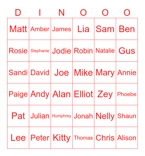 Guess The Dinosaur's Name! Bingo Card