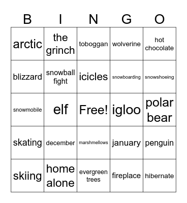 WINTER Bingo Card