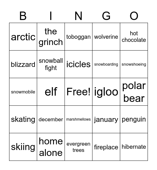 WINTER Bingo Card