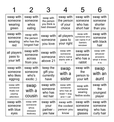 Christmas Bingo Gift Swap Bingo Card