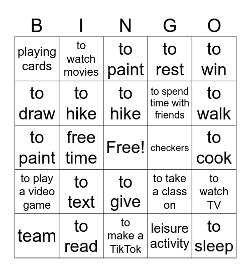 Los Pasatiempos Bingo Card