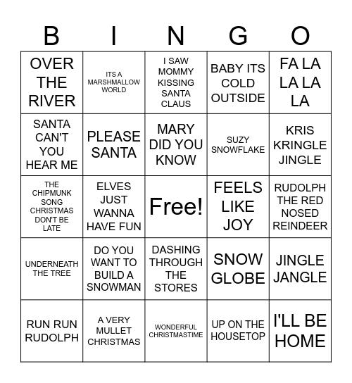 1- X-MAS HITS Bingo Card