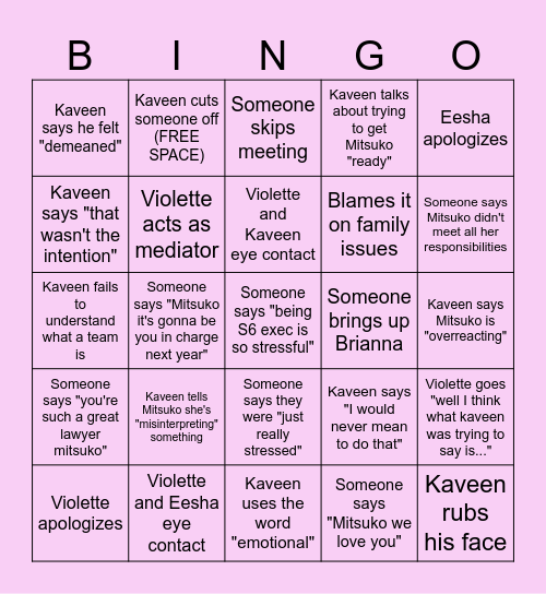 Exec Bingo!! Bingo Card