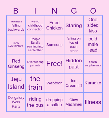 K-Drama Bingo Card