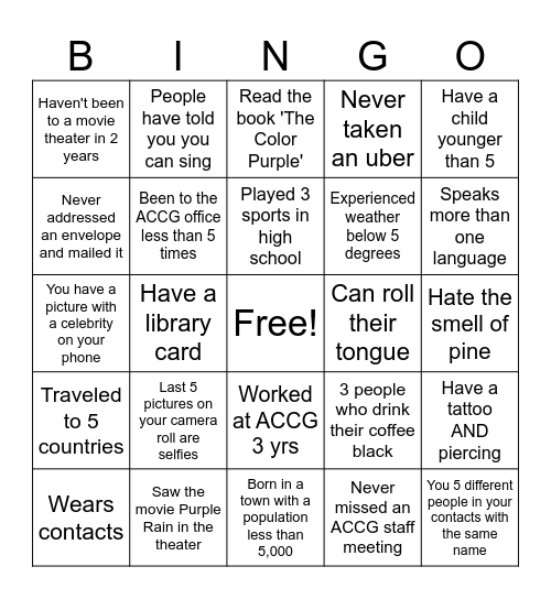 ACCG Connect Bingo Card
