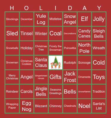 Virtual Holiday Bingo Card