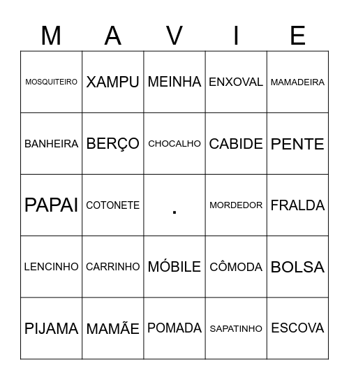 BINGUINHO DA MAVIE Bingo Card