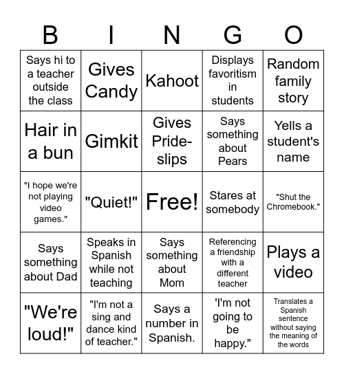 Profe Loewen Bingo! Bingo Card