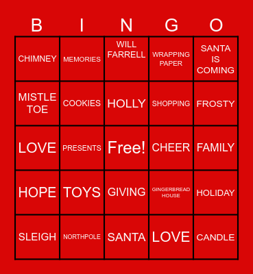 PROGRAM SUCCESS HOLIDAY BINGO Card