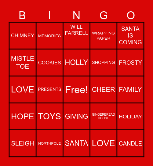 PROGRAM SUCCESS HOLIDAY BINGO Card