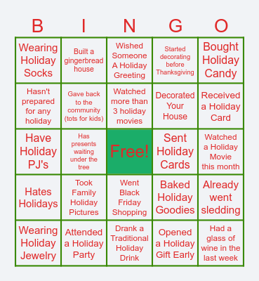 Holiday Bingoooooooo Bingo Card