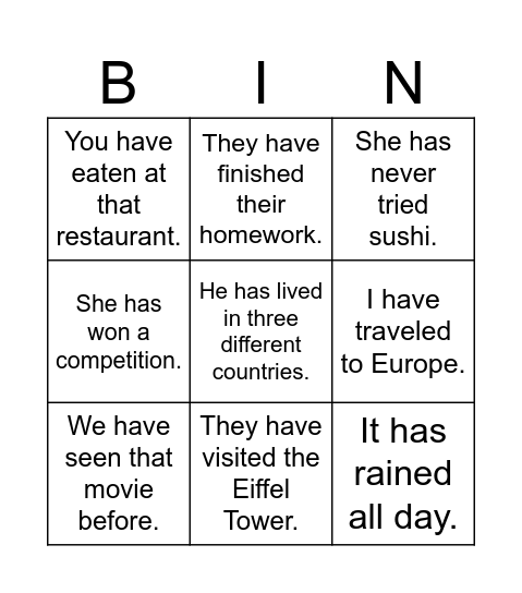 Unit 6-Lesson 1-WU Bingo Card
