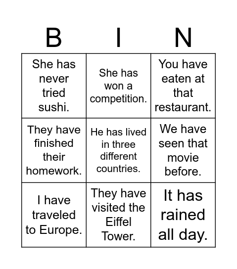 Unit 6-Lesson 1-WU Bingo Card