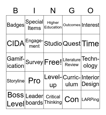 Gamification in Interior Design Bingo Card