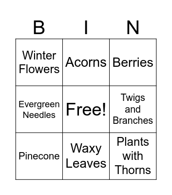 Winter Plans Scavenger Hunt Bingo Card