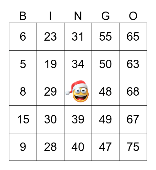 Number Bingo 1-75 Bingo Card