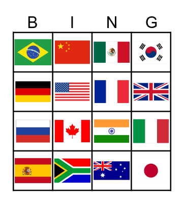 Flag Bingo Card