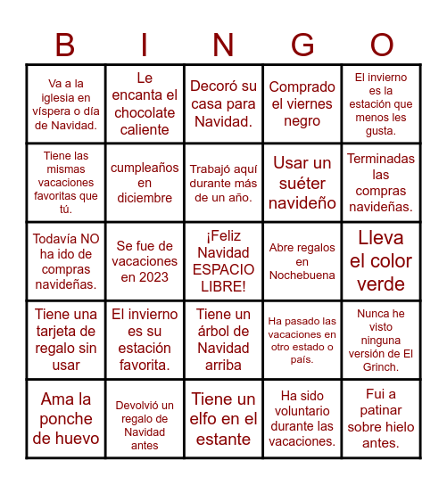 Christmas Icebreaker Find A Person Who.. Bingo Card