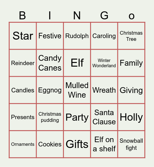 Festive Bingo Card