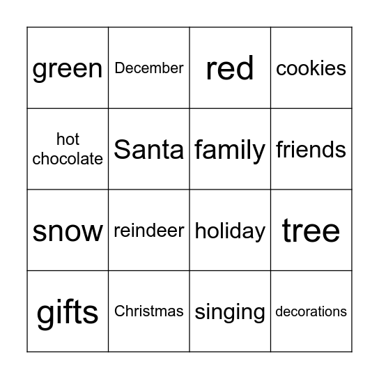 Christmas Bingo Card